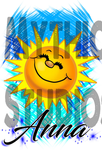 B146 Personalized Airbrush Sunshine face Kids and Adult Tee Shirt Design Yours