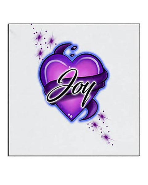 F002 Custom Airbrush Personalized Heart And Ribbon Ceramic Coaster Design Yours