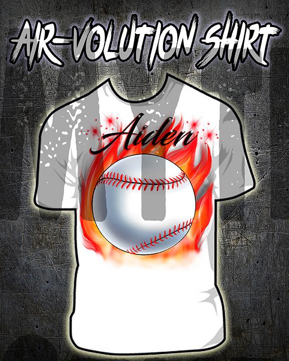 LG001 Custom Personalized Airbrush Baseball Fire Party MLB Tee Shirt 2T Toddler / Yes / Yes