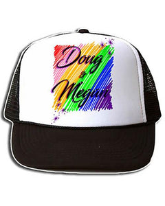 A001 Personalized Airbrush Rainbow Name Design Snapback Trucker Hat Design Yours