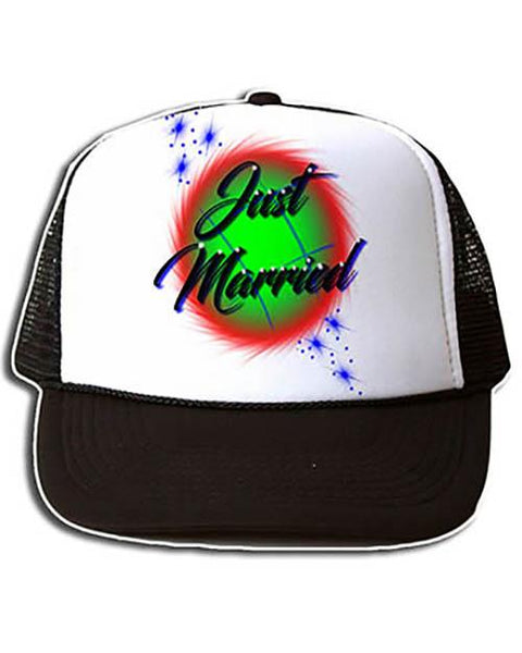 A002 Personalized Airbrush Name Design Snapback Trucker Hat Design Yours