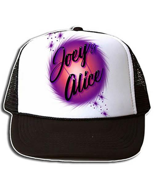 A007 Personalized Airbrush Name Design Snapback Trucker Hat Design Yours