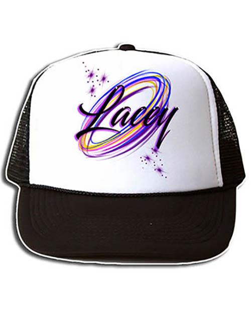 A008 Personalized Airbrush Name Design Snapback Trucker Hat Design Yours