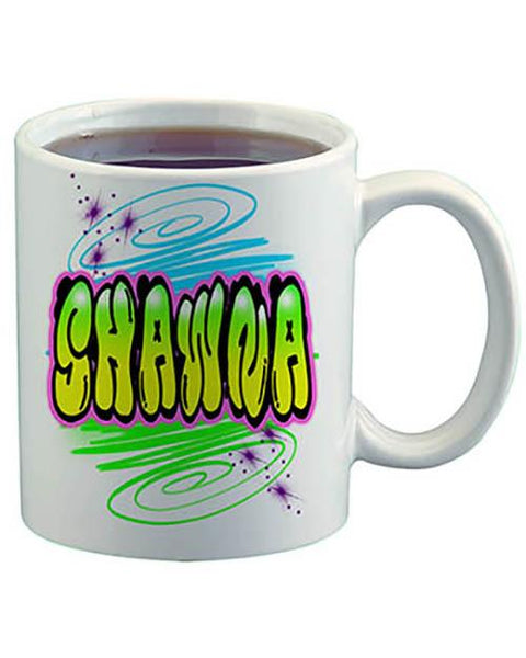 A010 Personalized Airbrush Name Design Ceramic Coffee Mug Design Yours