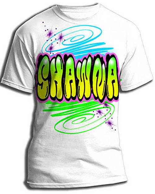 A010 Personalized Custom Airbrushed Name Writing Color Party Design Gift Shirt Design Yours