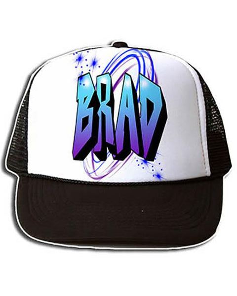 A012 Personalized Airbrush Name Design Snapback Trucker Hat Design Yours