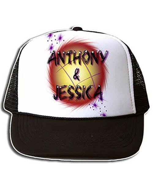 A013 Personalized Airbrush Name Design Snapback Trucker Hat Design Yours