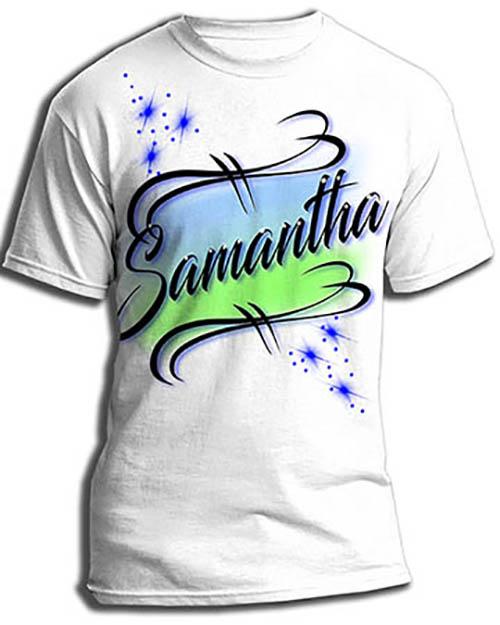 A015 Personalized Custom Airbrushed Name Writing Color Party Design Gift Shirt Design Yours