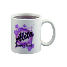 A020 Digitally Airbrush Painted Personalized Custom Hearts Name Design    Ceramic Coffee Mug