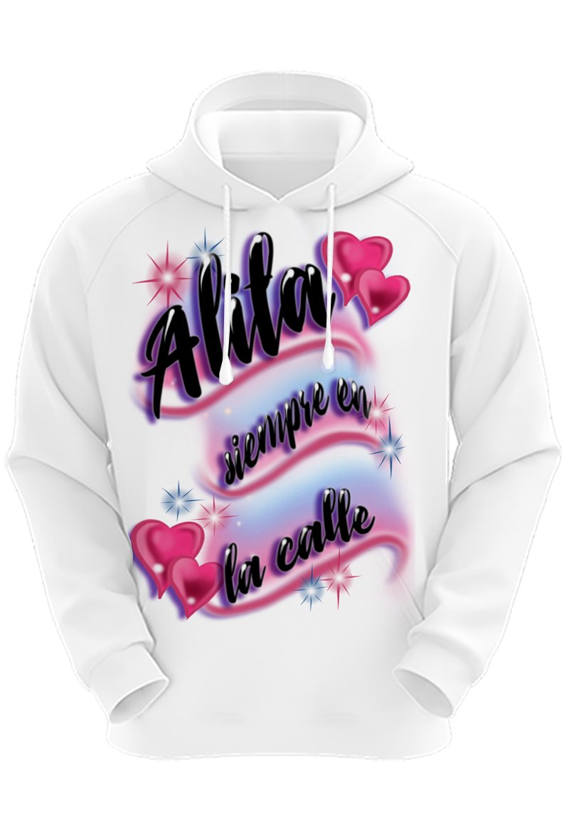 A021 Digitally Airbrush Painted Personalized Custom Hearts Name Design  Adult and Kids Hoodie Sweatshirt