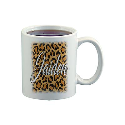 A024 Digitally Airbrush Painted Personalized Custom Cheetah Name Design    Ceramic Coffee Mug