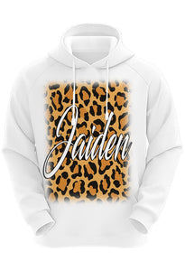 A024 Digitally Airbrush Painted Personalized Custom Cheetah Name Design  Adult and Kids Hoodie Sweatshirt