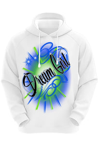 A025 Digitally Airbrush Painted Personalized Custom Name Design  Adult and Kids Hoodie Sweatshirt