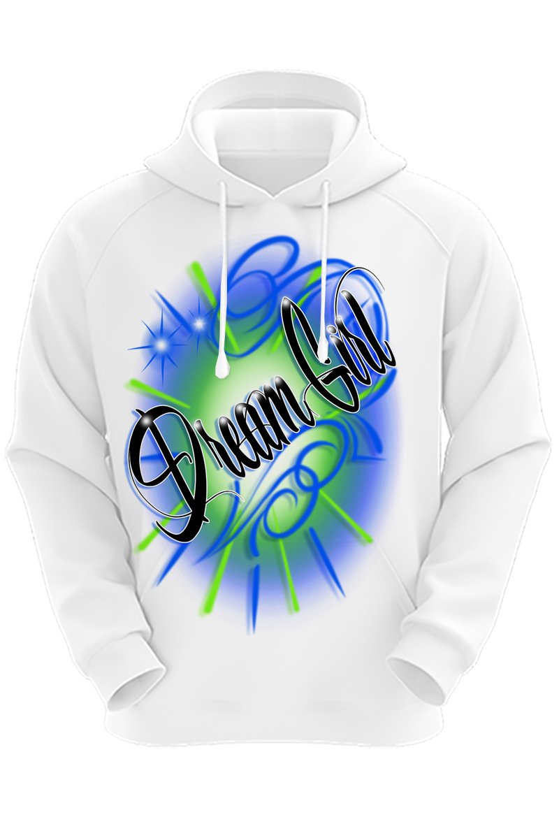 A025 Digitally Airbrush Painted Personalized Custom Name Design  Adult and Kids Hoodie Sweatshirt