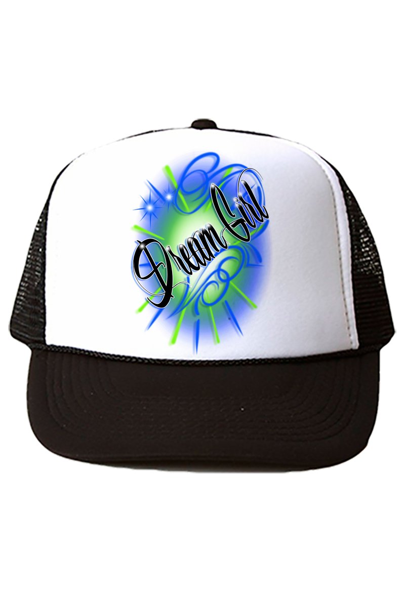 A025 Digitally Airbrush Painted Personalized Custom Name Design    Snapback Trucker Hats