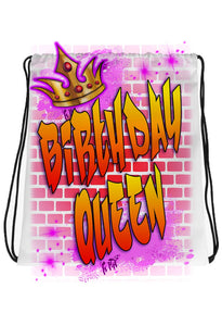 A029 Digitally Airbrush Painted Personalized Custom Graffiti Brick Urban Name Writing Color Party Design Gift  Drawstring Backpack