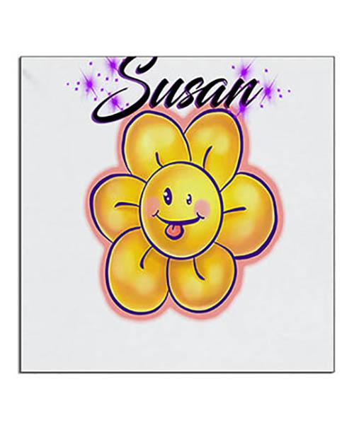B034 Personalized Airbrush Flower Smiley Ceramic Coaster Design Yours