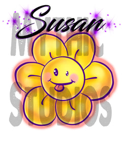 B034 Personalized Airbrush Flower Smiley License Plate Tag Design Yours