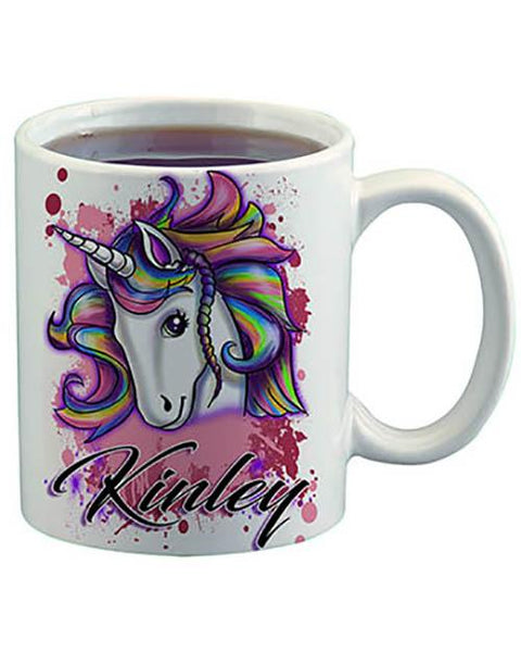 B142 Personalized Airbrush Unicorn Ceramic Coffee Mug Design Yours