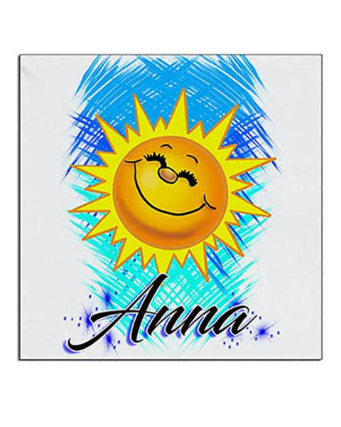 B146 Personalized Airbrush Sunshine Smiley Ceramic Coaster Design Yours