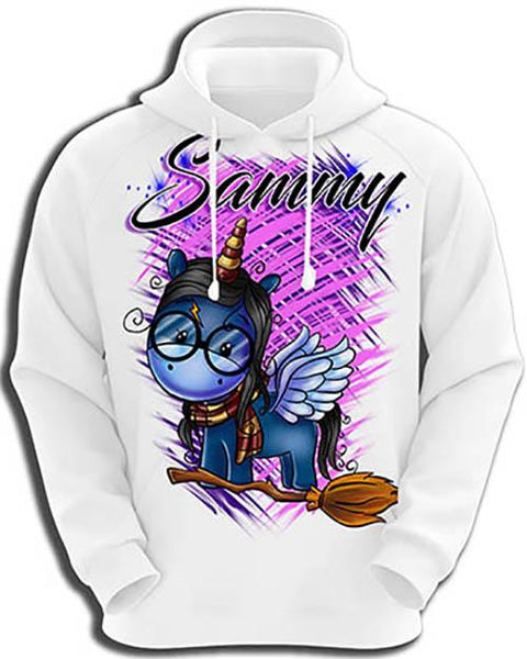 B148 Personalized Airbrush Wizard Unicorn Hoodie Sweatshirt Design Yours