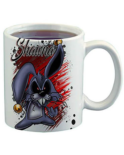 B174 Personalized Airbrush Evil Rabbit Ceramic Coffee Mug Design Yours