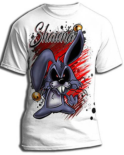 B174 Personalized Airbrush Evil Rabbit Kids and Adult Tee Shirt Design Yours