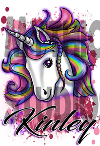 B142 Personalized Airbrush Unicorn Kids and Adult Tee Shirt Design Yours