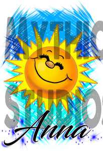 B146 Personalized Airbrush Sunshine Face License Plate Tag Design Yours
