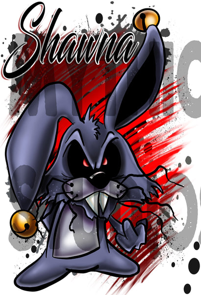 B174 Personalized Airbrush Evil Rabbit Kids and Adult Tee Shirt Design Yours