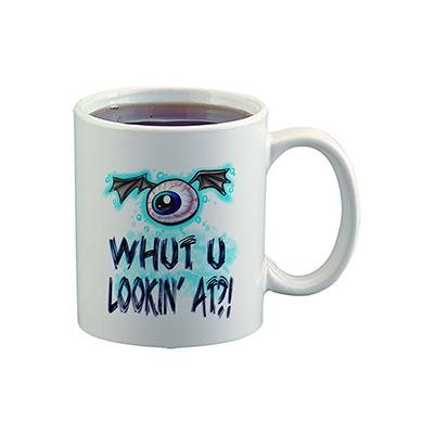B221 Digitally Airbrush Painted Personalized Custom Evil Eye Ceramic Coffee Mug