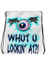 B221 Digitally Airbrush Painted Personalized Custom Evil eye Drawstring Backpack party Theme gift