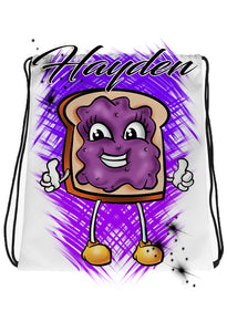 B225 Digitally Airbrush Painted Personalized Custom Jelly Sandwich Drawstring Backpack party Theme gift