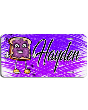 B225 Digitally Airbrush Painted Personalized Custom Jelly Sandwich   Auto License Plate Tag