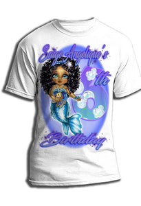 B228 Digitally Airbrush Painted Personalized Custom Mermaid Adult and Kids T-Shirt