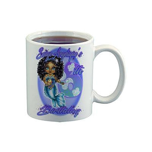 B228 Digitally Airbrush Painted Personalized Custom Mermaid   Ceramic Coffee Mug