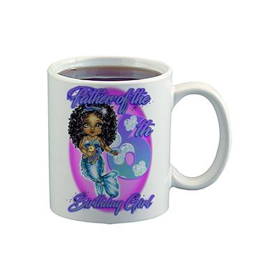 B229 Digitally Airbrush Painted Personalized Custom Princess Mermaid   Ceramic Coffee Mug