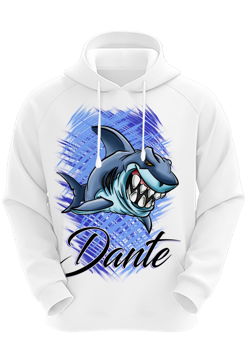 B254 Digitally Airbrush Painted Personalized Custom Shark Adult and Kids Hoodie Sweatshirt
