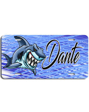 B254 Digitally Airbrush Painted Personalized Custom Shark   Auto License Plate Tag