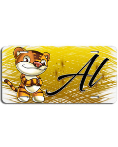 B261 Digitally Airbrush Painted Personalized Custom Cartoon Tiger   Auto License Plate Tag
