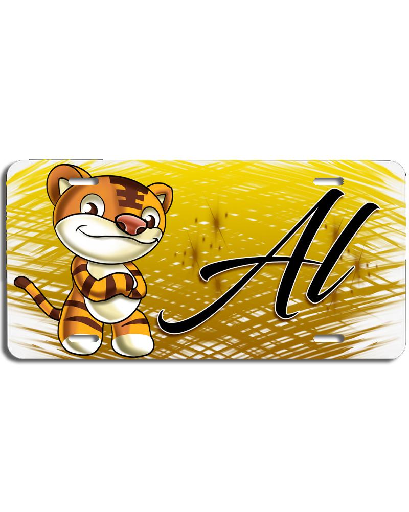 B261 Digitally Airbrush Painted Personalized Custom Cartoon Tiger   Auto License Plate Tag