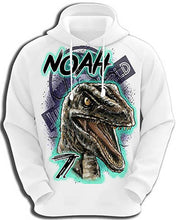 C078 custom personalized airbrush Blue Raptor Dinosaur Sweatshirt Hoodie. Design Yours