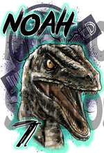 C078 custom personalized airbrush Blue Raptor Dinosaur License Plate Tag. Design Yours