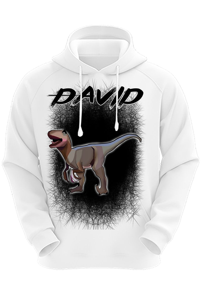 C117 Digitally Airbrush Painted Personalized Custom Dinosaur Adult and Kids Hoodie Sweatshirt