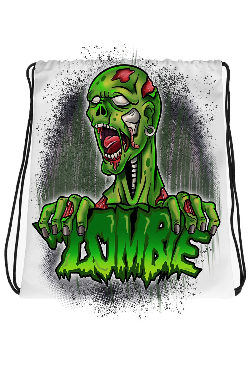 C137 Digitally Airbrush Painted Personalized Custom Zombie  Drawstring Backpack Gamer battle Royale party Theme gift name