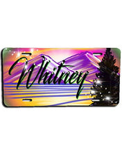 E003 Personalized Airbrush Mountain Landscape License Plate Tag Design Yours