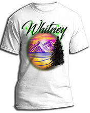 E003 custom personalized airbrush Mountain Water Scene Tee Shirt Landscape Design Yours