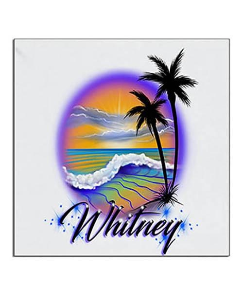 E004 Personalized Airbrush Beach Scene Ceramic Coaster Design Yours