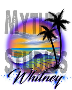 E004 Personalized Airbrush Beach Scene License Plate Tag Design Yours