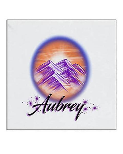 E006 Personalized Airbrush Mountain Scene Ceramic Coaster Design Yours